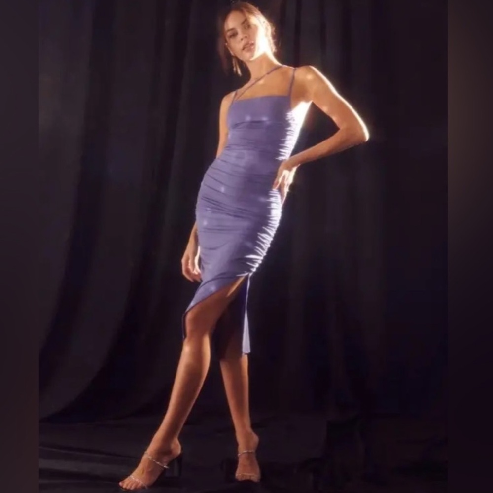 Abercrombie & Fitch Asymmetrical Strappy Ruched Midi Dress Size XS